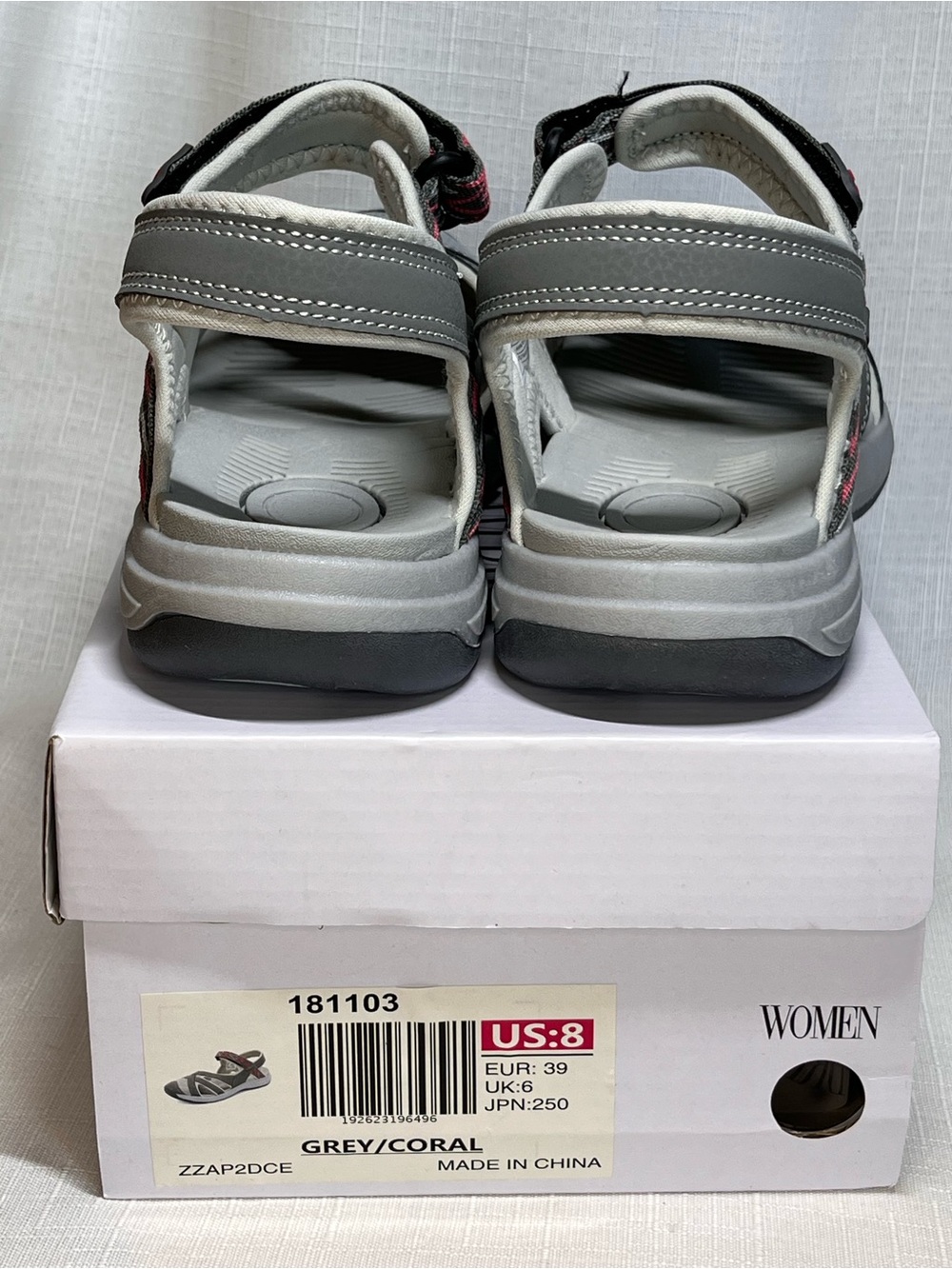 Dream Pairs Sport Hiking Sandals Women’s 8 Gray Coral Closed Toe LIKE NEW - Picture 4 of 7